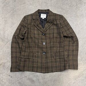 Le Suit Brown Checkered Blazer